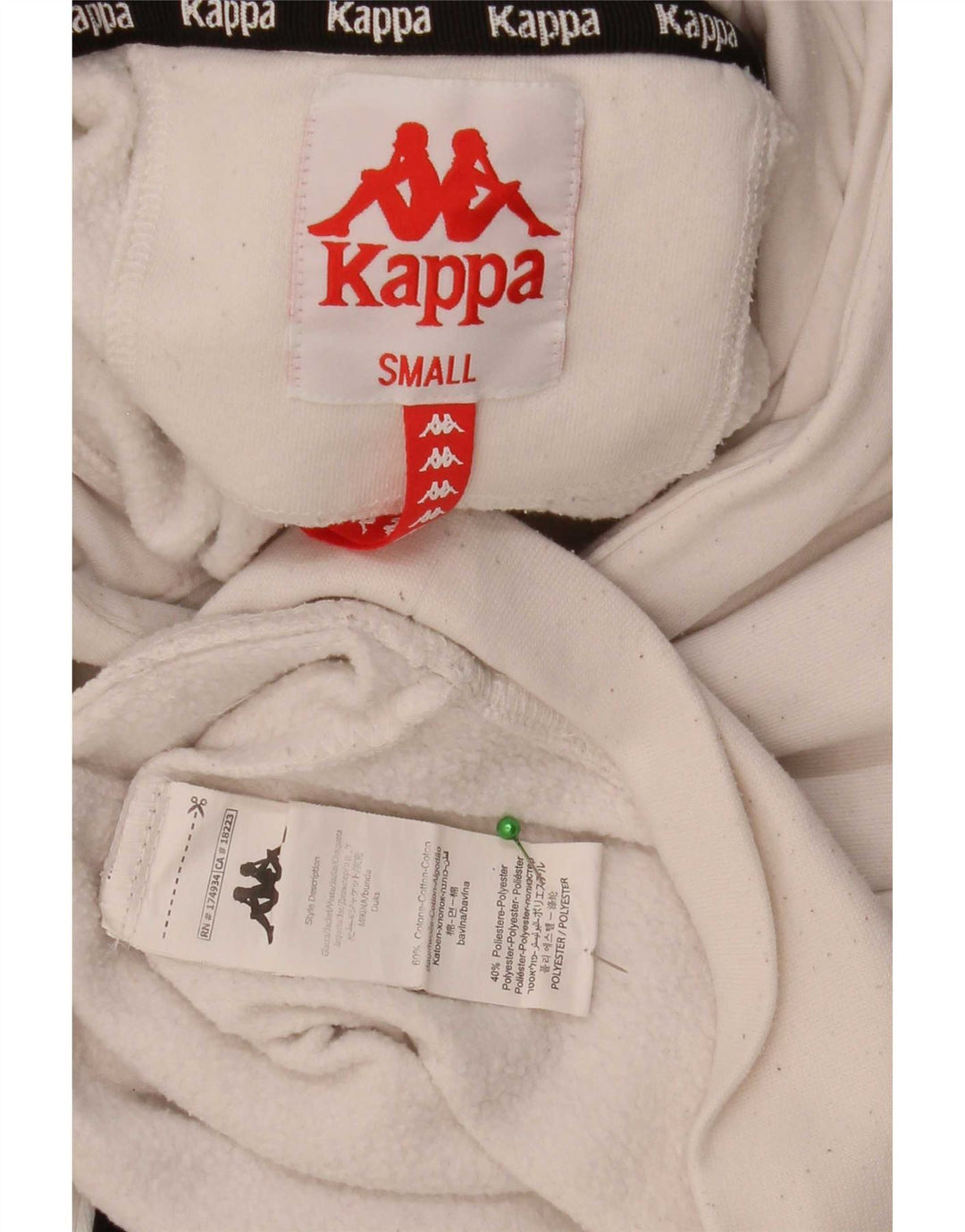 Kappa Herren-Kapuzenpullover mit Grafik, Größe S, cremefarbene Baumwolle
