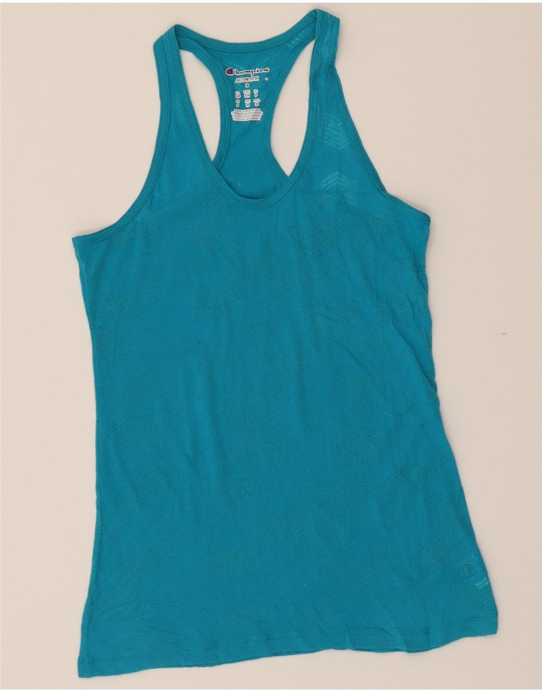 CHAMPION Womens Graphic Vest Top UK 8 Small Blue Polyester Vintage Champion and Second-Hand Champion from Messina Hembry 