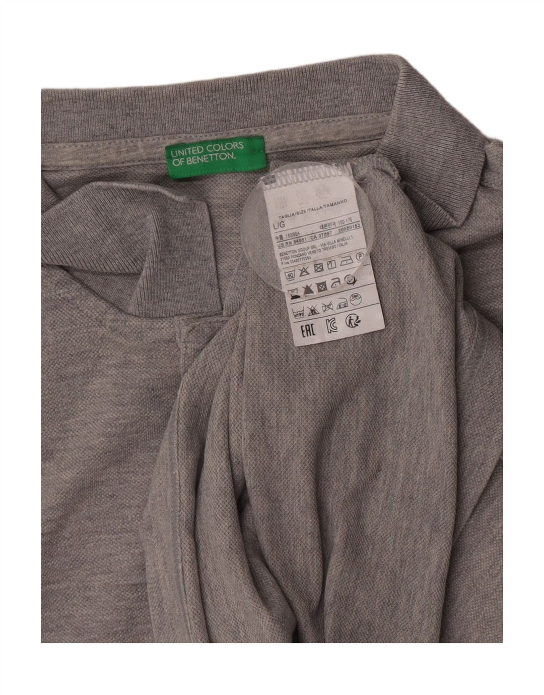 Benetton Herren-Poloshirt, große graue Baumwolle