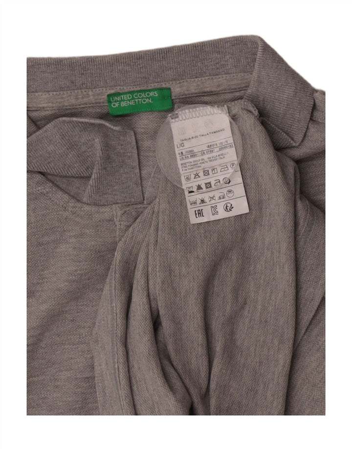 Benetton Herren-Poloshirt, große graue Baumwolle