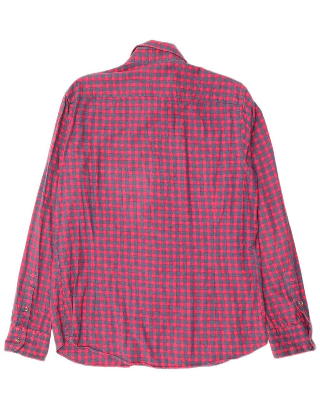 MASSIMO DUTTI Herren-Flanellhemd, große rote Gingham-Baumwolle