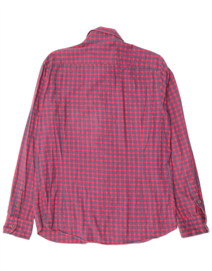 MASSIMO DUTTI Herren-Flanellhemd, große rote Gingham-Baumwolle