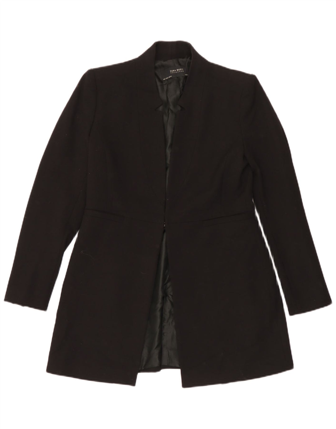 Zara Damen Longline Blazer Jacke UK 16 Large Schwarz Polyester