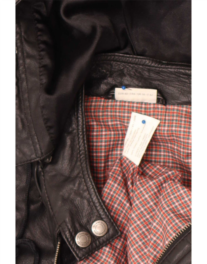Street One Damen-Lederjacke mit Kapuze, UK 14, mittelschwarzes Leder
