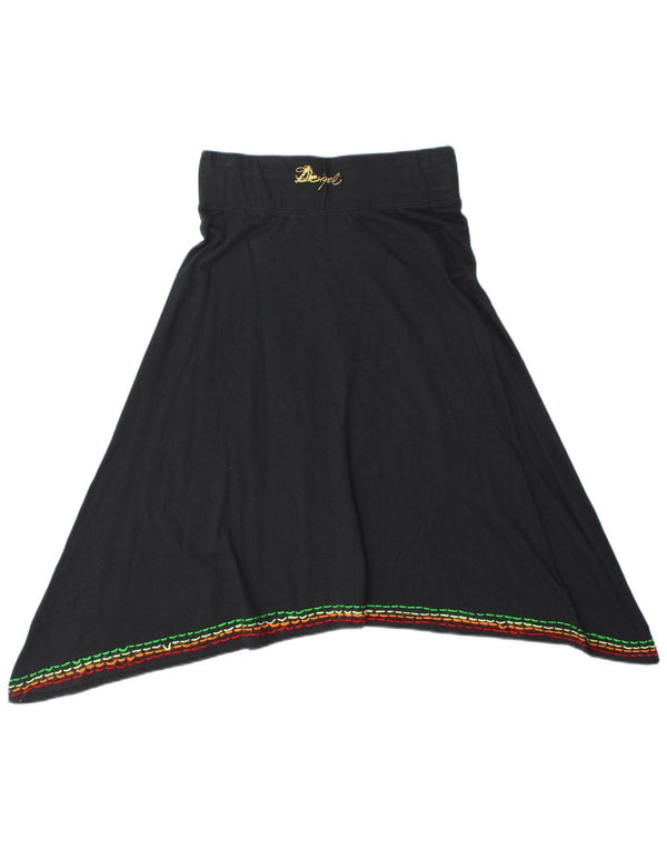 Desigual Damen grafischer asymmetrischer Rock Medium W28 Schwarz geblümte Baumwolle
