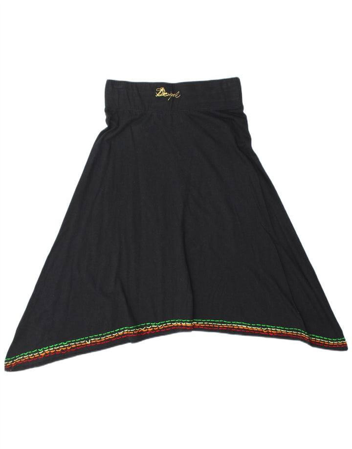 Desigual Damen grafischer asymmetrischer Rock Medium W28 Schwarz geblümte Baumwolle