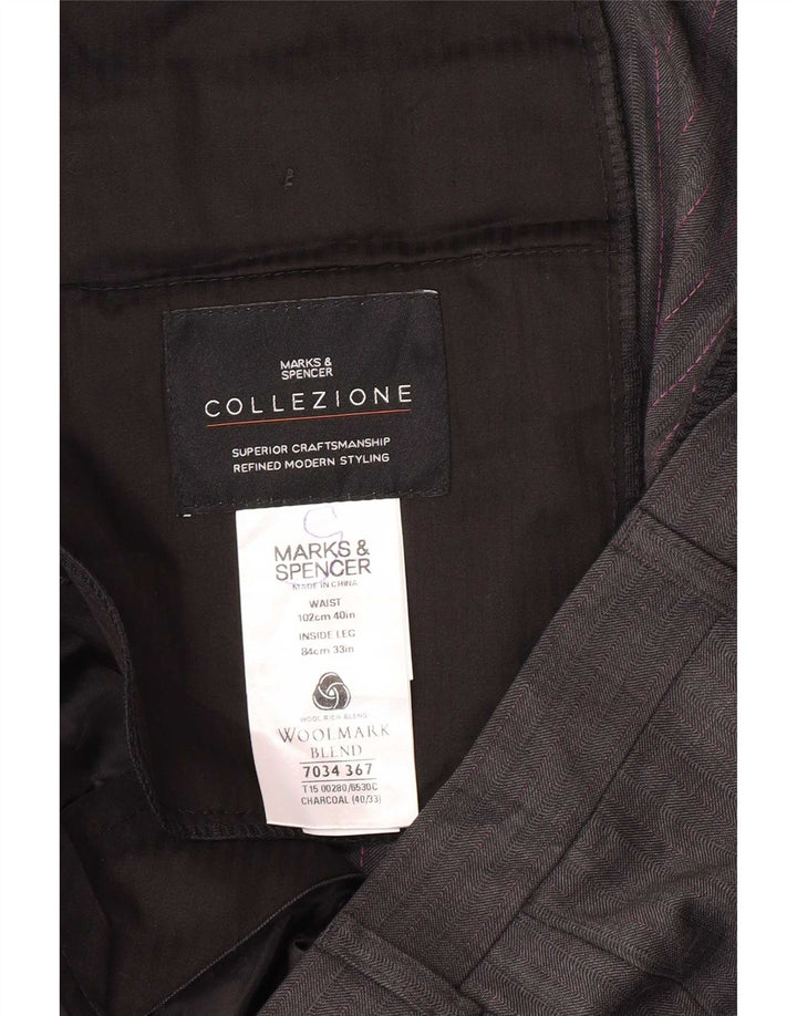 Gerade Herren-Anzughose von Marks & Spencer, W40, L33, graue Wolle