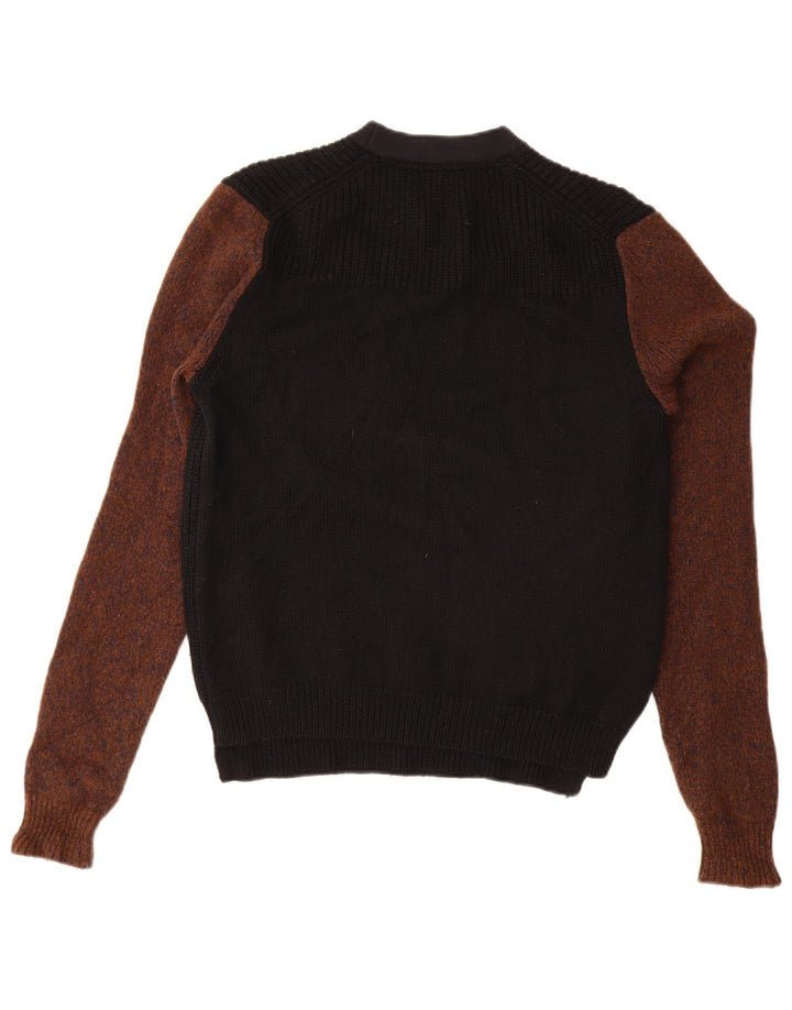 Kenzo Herren-Pullover mit Rundhalsausschnitt, mittelschwarze Wolle im Farbblockdesign