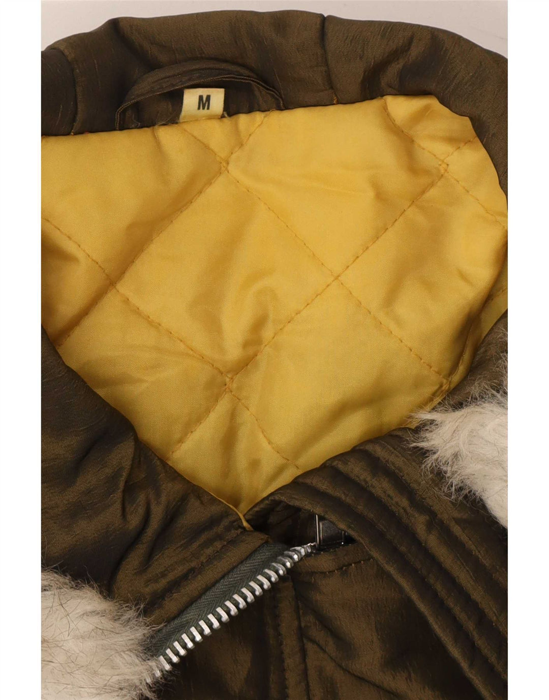 Vintage Womens Hooded Oversized Parka Jacket UK 14 Medium Khaki Polyester