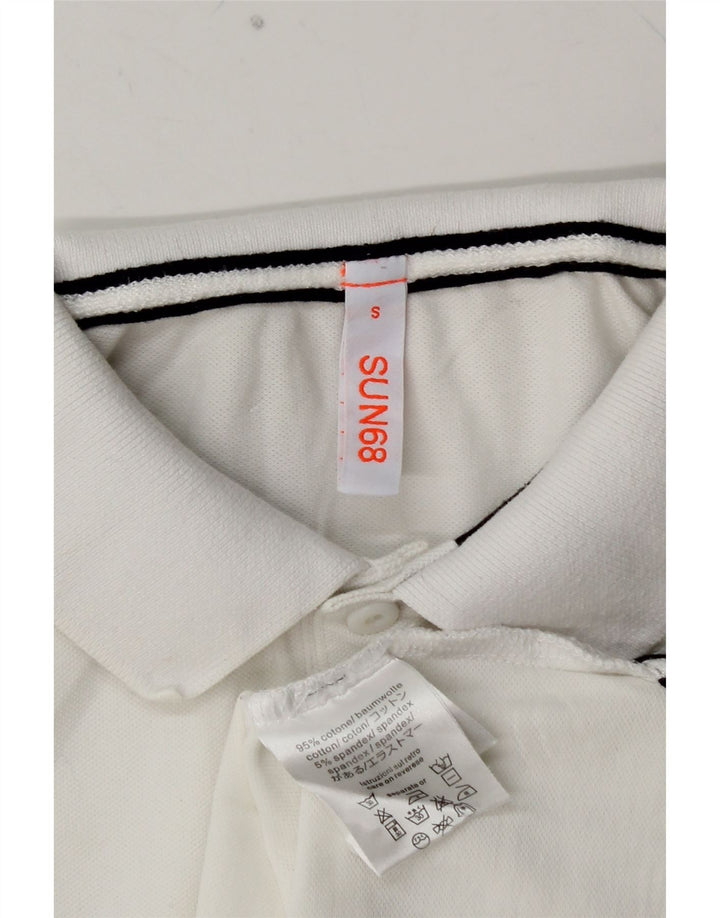 SUN68 Herren-Poloshirt, klein, weiß gepunktete Baumwolle