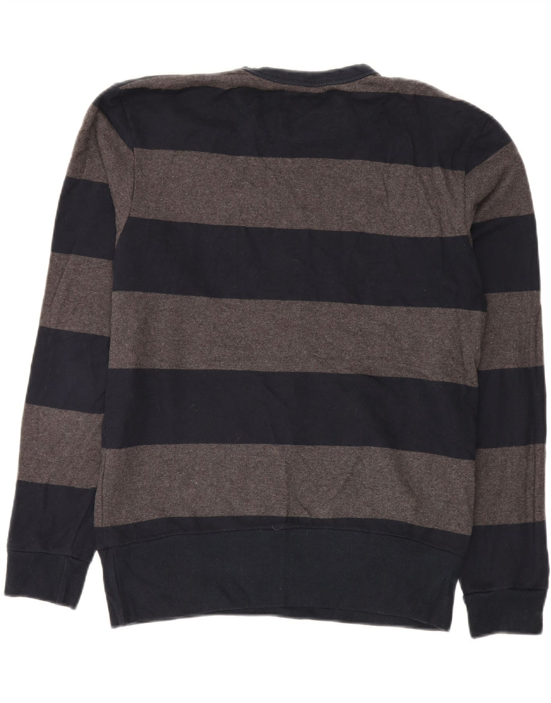 Zara Herren-Pullover mit Rundhalsausschnitt, XL, marineblau, gestreift, Baumwolle