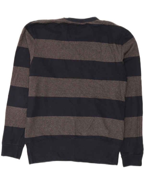 Zara Herren-Pullover mit Rundhalsausschnitt, XL, marineblau, gestreift, Baumwolle