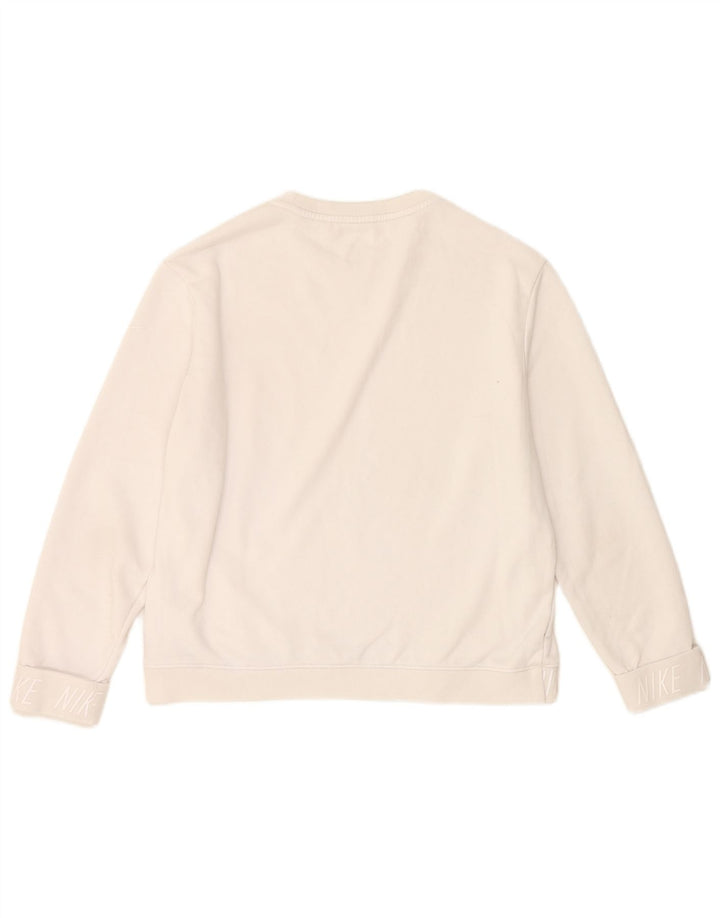 Nike Damen Grafik-Sweatshirt-Pullover UK 14 Mittelweißes Polyester
