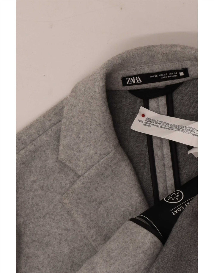 Zara Herrenmantel UK 34 XS Grau meliertes Polyester