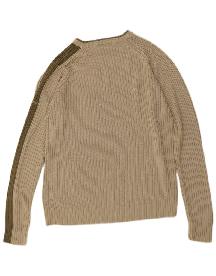 Vintage Herren-Pullover mit U-Boot-Ausschnitt, mittelgrün gestreift