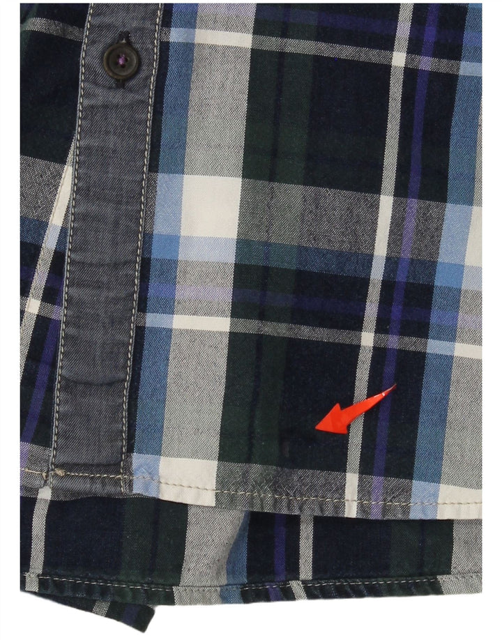 Ted Baker Herrenhemd, Größe 4, groß, marineblau, kariert, Baumwolle
