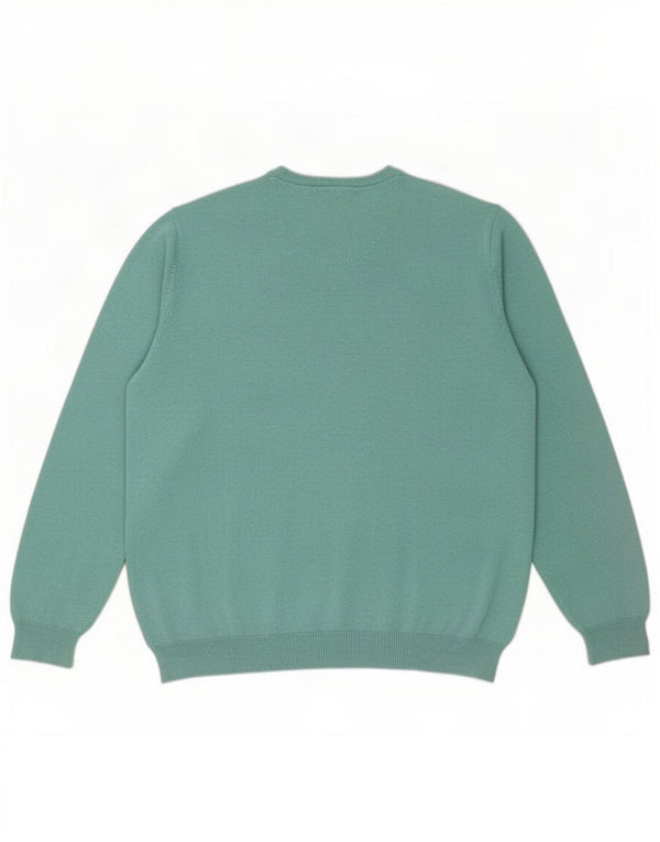 Marks & Spencer Herren-Pullover mit U-Boot-Ausschnitt, reguläre Passform, XL, grüne Baumwolle