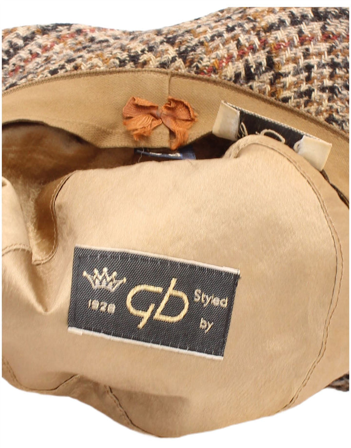Vintage Herren Fischerhut, groß, beige, Hahnentrittmuster, klassisch