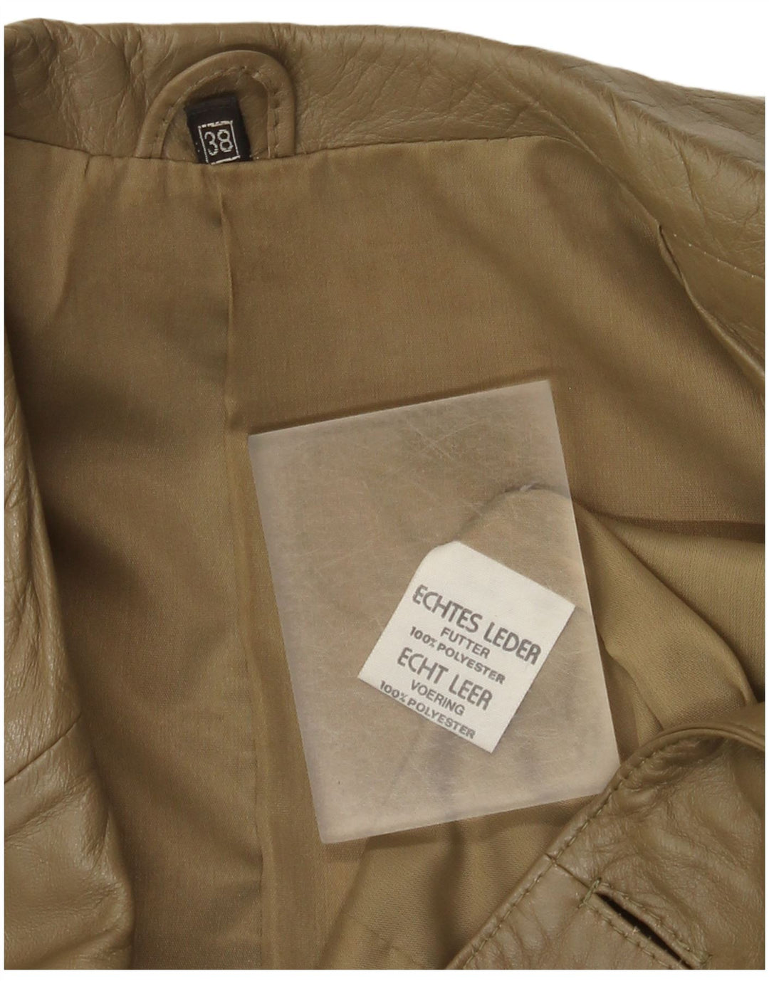 Vintage Damen Übergroße Lederjacke IT 38 XS Khaki Leder
