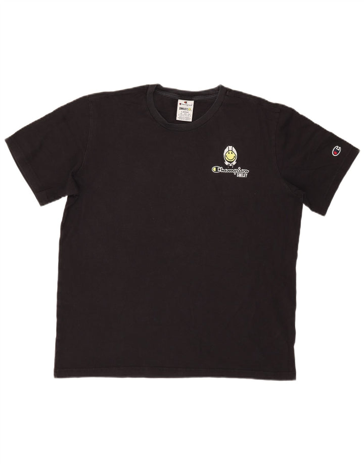 Champion Herren-T-Shirt mit Smiley-Grafik, Größe L, Schwarz
