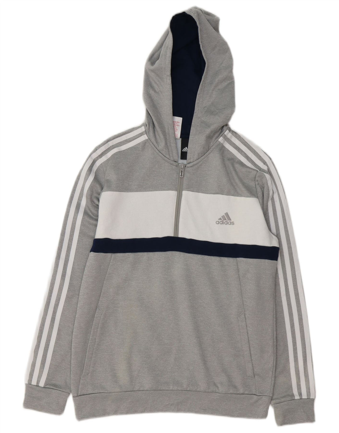 ADIDAS Kapuzenpullover für Jungen mit Reißverschluss, 13–14 Jahre, graues Colourblock-Polyester