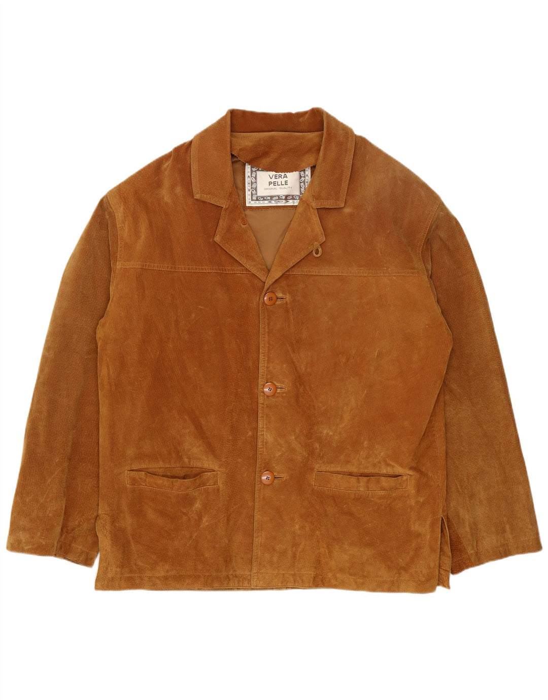 Vintage Herren Wildlederjacke IT 46 Kleines Beige Leder