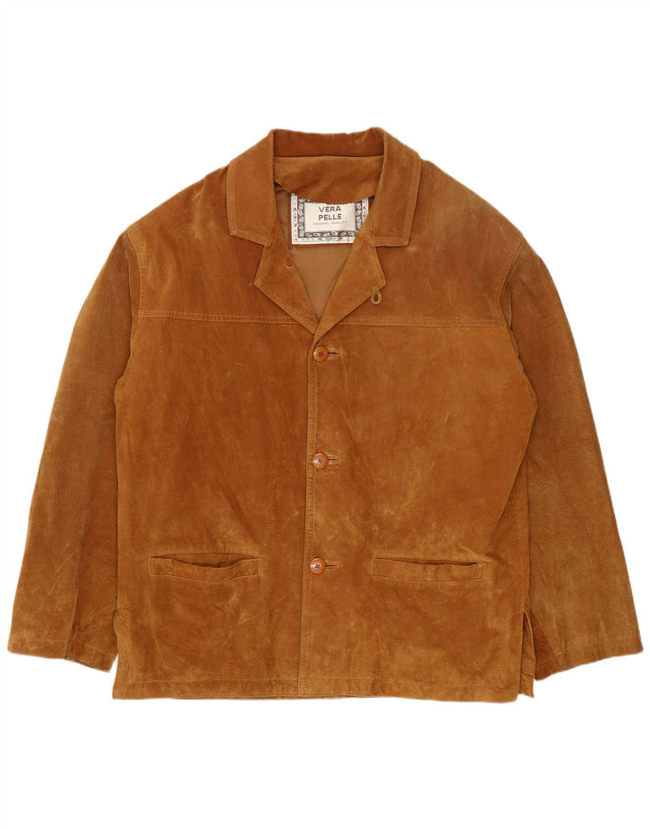 Vintage Herren Wildlederjacke IT 46 Kleines Beige Leder