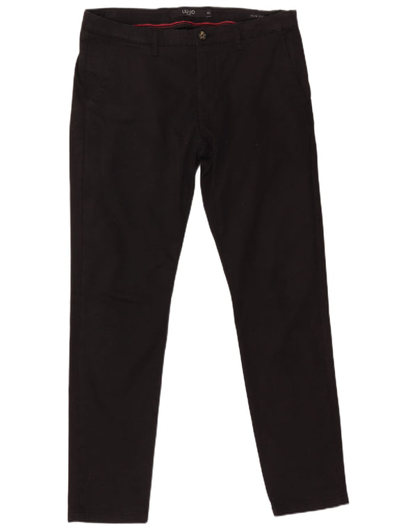 LIU JO Herren Uomo Slim Fit Chinohose IT 50 Large W36 L32 Schwarze Baumwolle