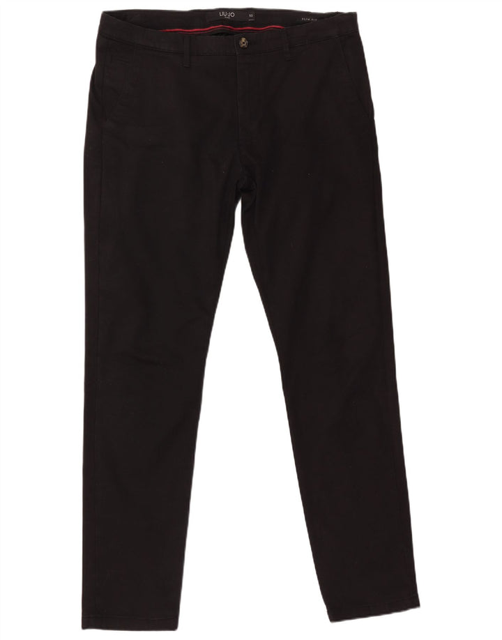 LIU JO Herren Uomo Slim Fit Chinohose IT 50 Large W36 L32 Schwarze Baumwolle