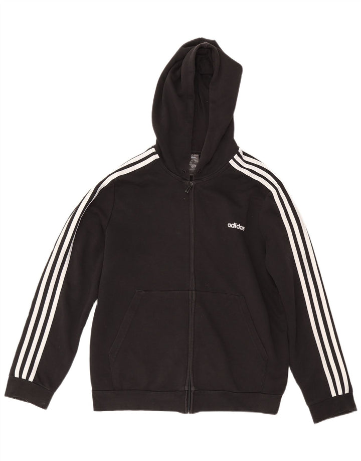 ADIDAS Damen-Pullover mit Kapuze, übergroß, mit Reißverschluss, UK, 24/26, 2XL, schwarze Baumwolle