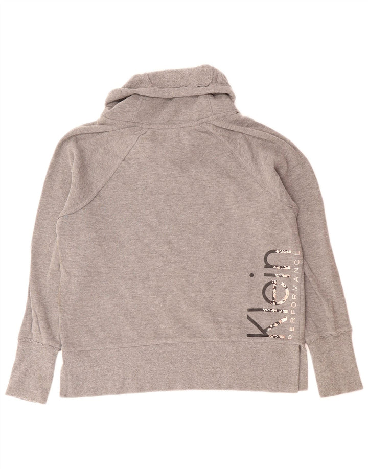 CALVIN KLEIN Damen Performance Graphic Sweatshirt Pullover UK 10 Small Grau