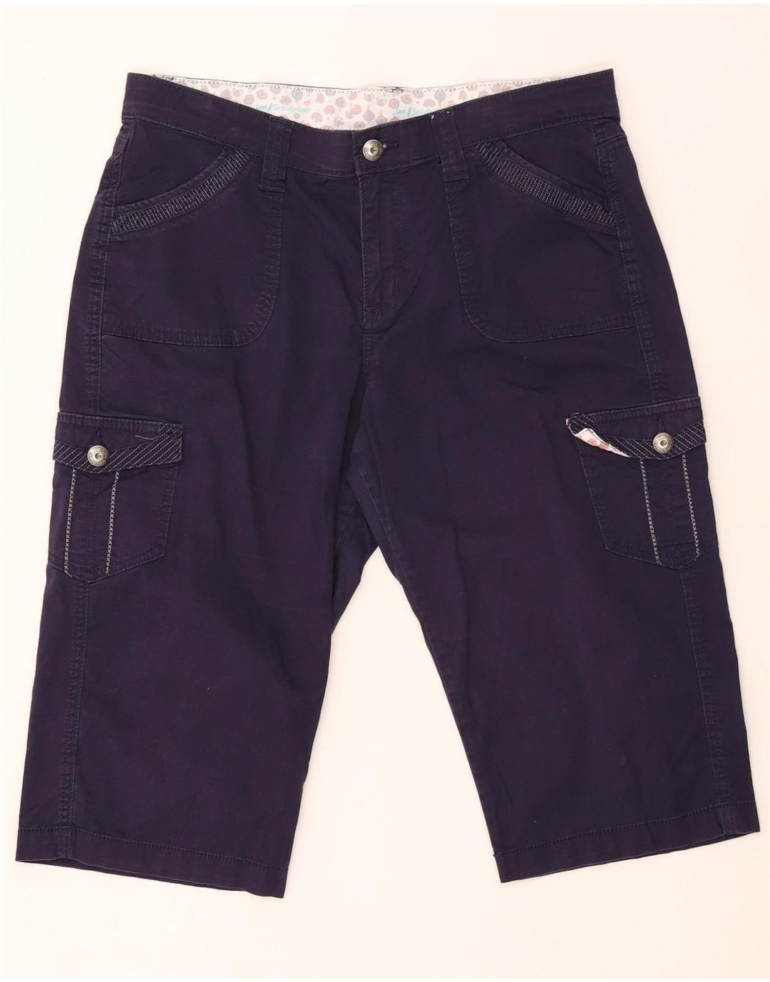 LEE Damen Cargo-Shorts US 12 Large W34 Marineblaue Baumwolle