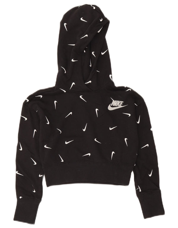 Nike Mädchen Crop Graphic Kapuzenpullover mit Standard-Passform, 8–9 Jahre, Größe S, Schwarz