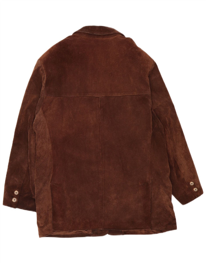Vintage Damen Übergroße Windjacke UK 14 Mittelbraunes Leder
