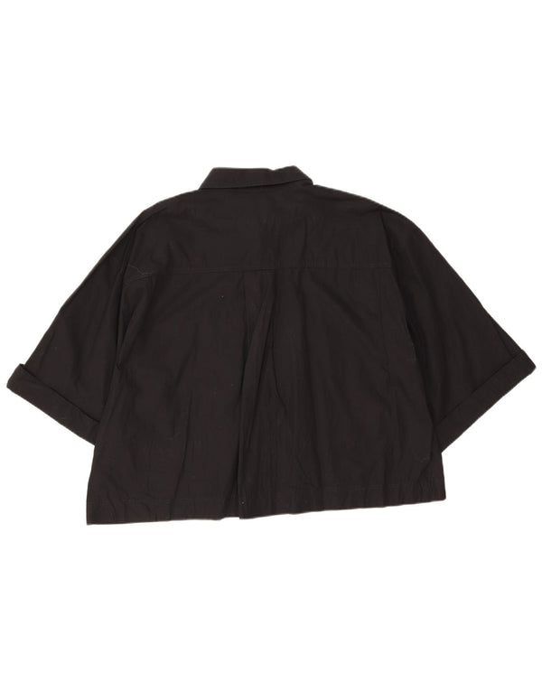 Zara Damen Crop Short Sleeve Shirt UK 18 XL Schwarz