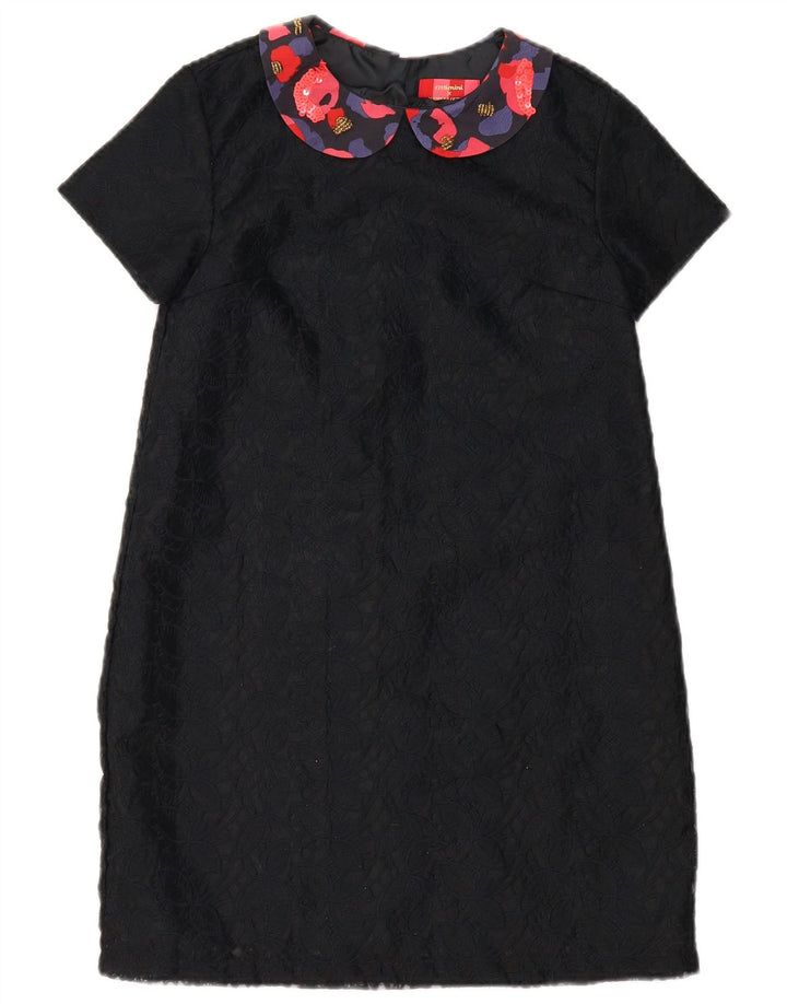 Catimini Basic-Kleid für Mädchen, 11–12 Jahre, schwarzes Blumenmuster, Polyester
