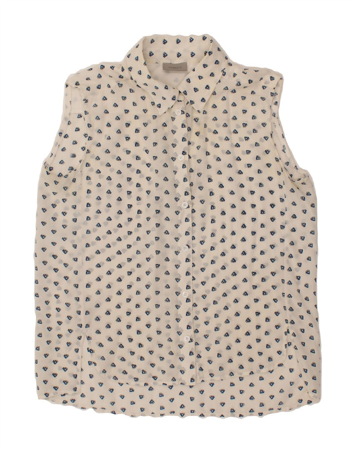 MARELLA Womens See Through Sleeveless Shirt Blouse UK 14 Medium White Vintage Marella and Second-Hand Marella from Messina Hembry 