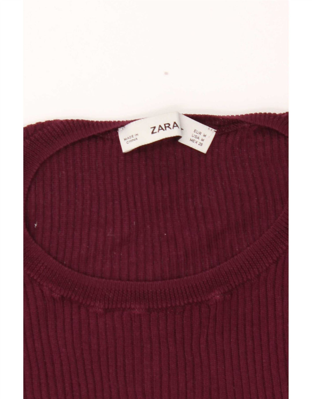 Zara Damen T-Shirt Top UK 12 Medium Burgund