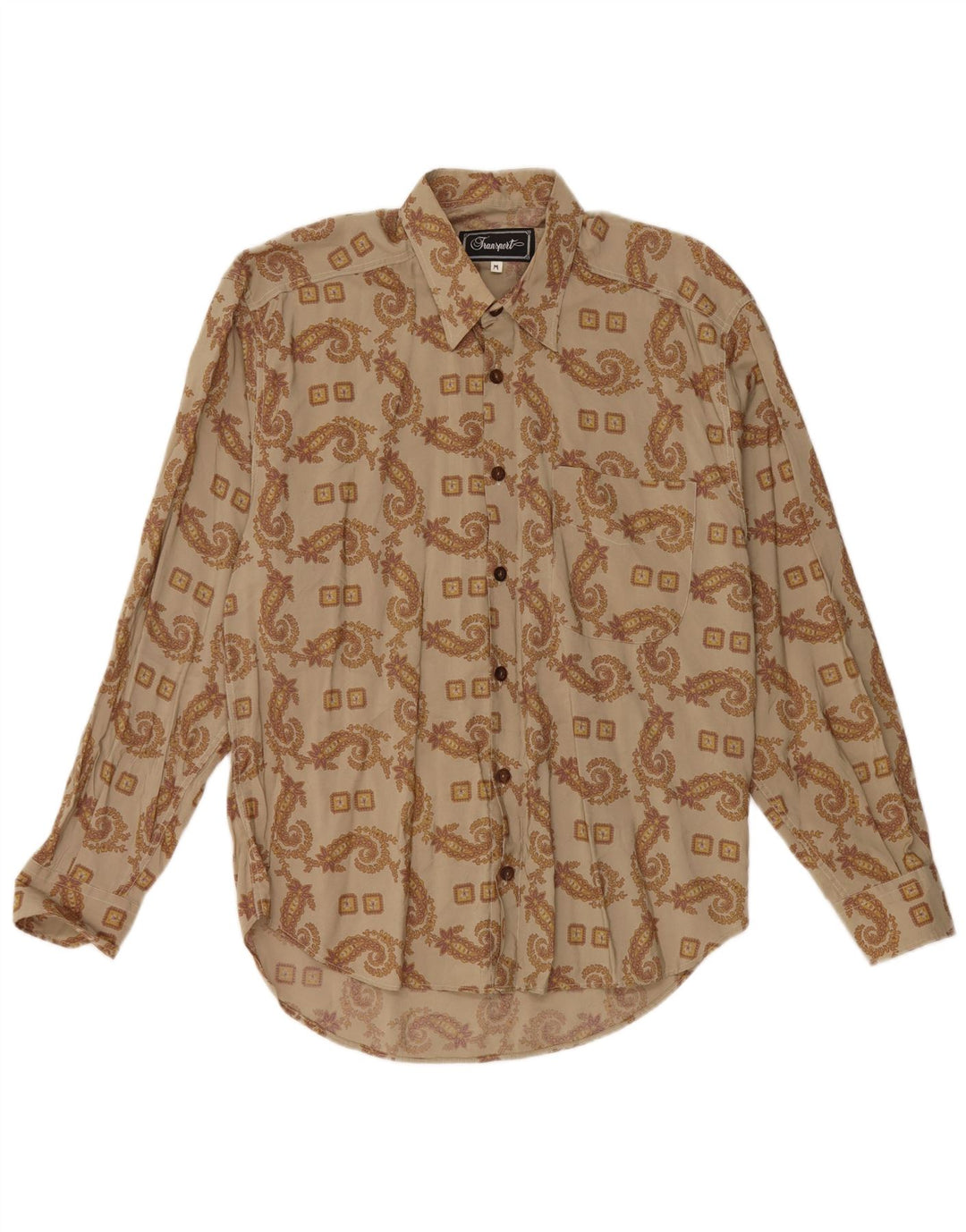 Vintage Herrenhemd Medium Khaki Paisley