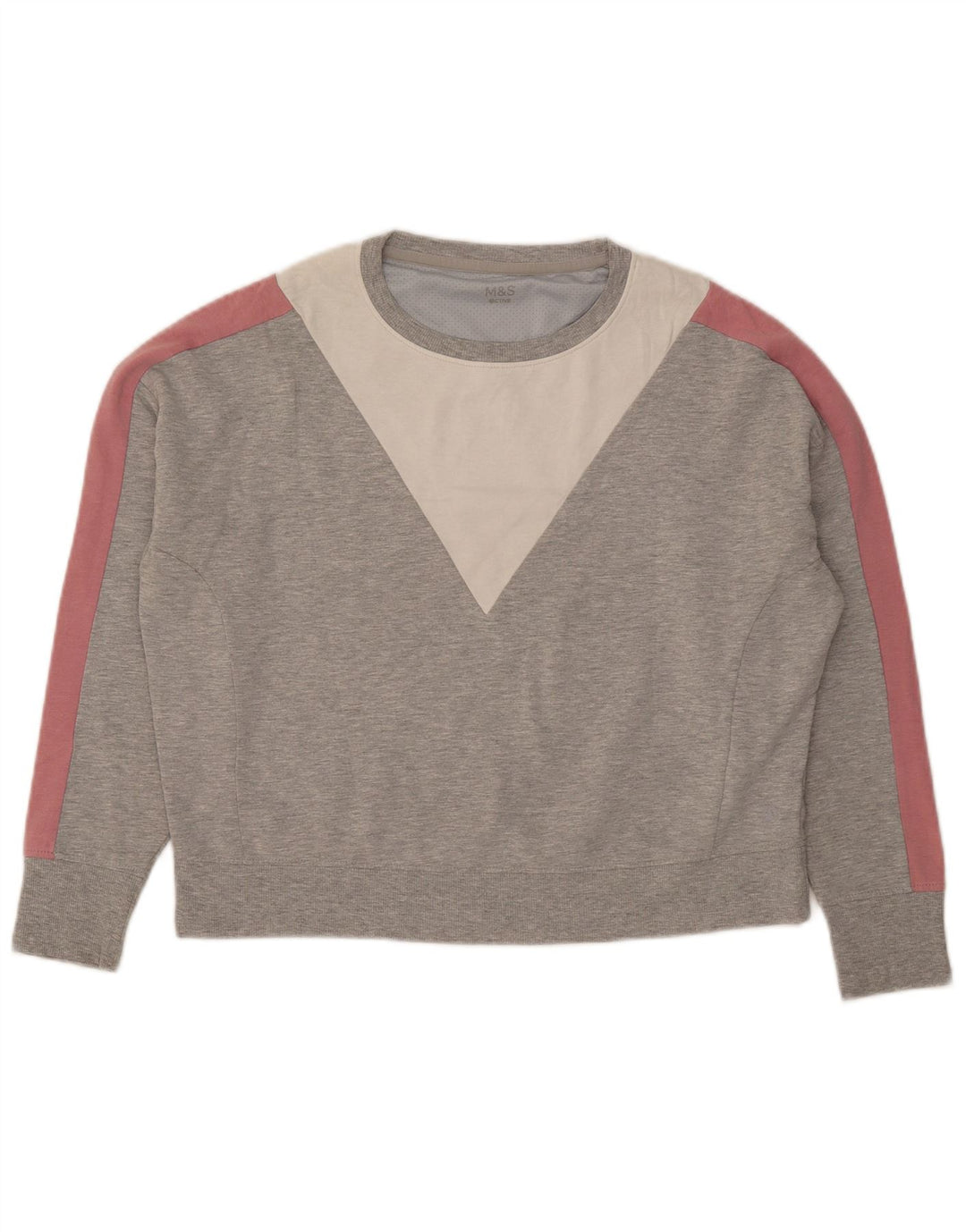 Marks & Spencer Damen Crop Sweatshirt Pullover UK 12 Mittelgrauer Farbblock