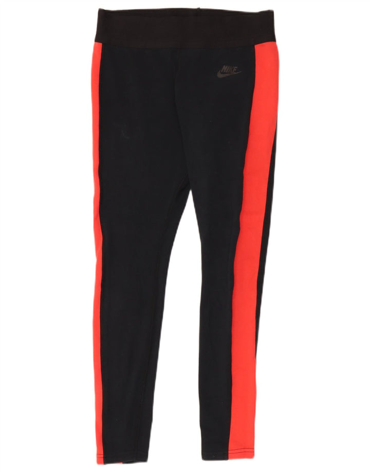 Nike Damen Leggings UK 10 Small Schwarz Colourblock Baumwolle