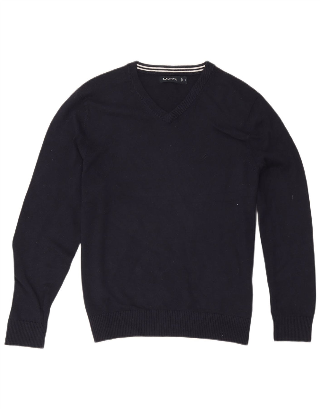 Nautica Herren-Pullover mit V-Ausschnitt, mittelmarineblaue Baumwolle