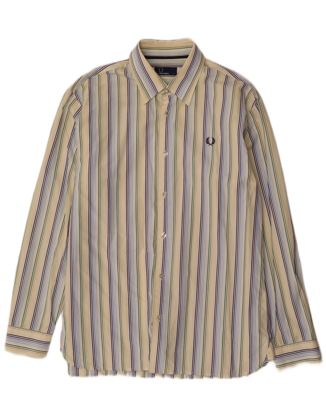 Fred Perry Herrenhemd, groß, gelbe Nadelstreifen-Baumwolle
