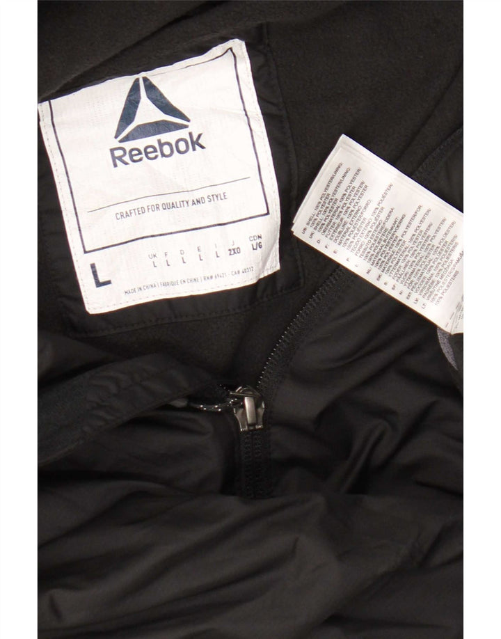 Reebok Herren-Trainingsanzug mit Kapuze, Oberteil, Jacke, groß, aus schwarzem Polyester