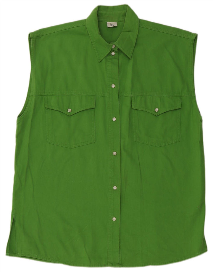 Vintage Damen ärmelloses übergroßes Hemd EU 40 mittelgrüne Baumwolle
