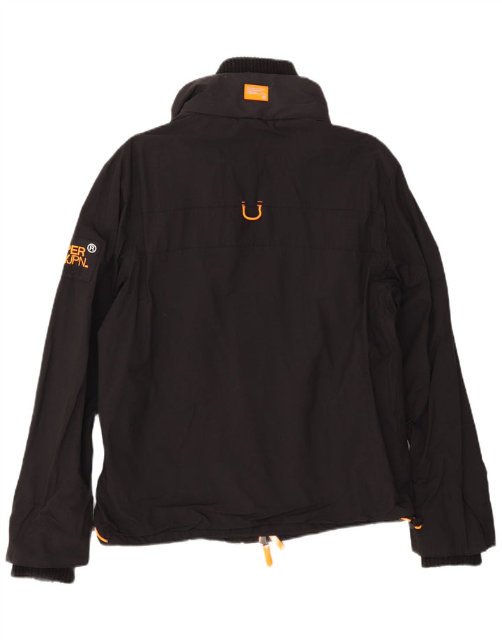 SUPERDRY Damen Windjacke UK 16 Large Schwarz Nylon