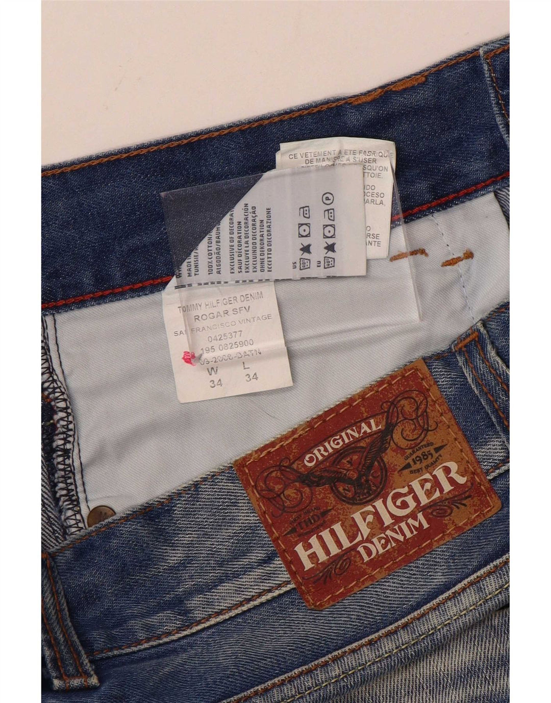 Tommy Hilfiger Herren Straight Jeans W34 L34 Blaue Baumwolle