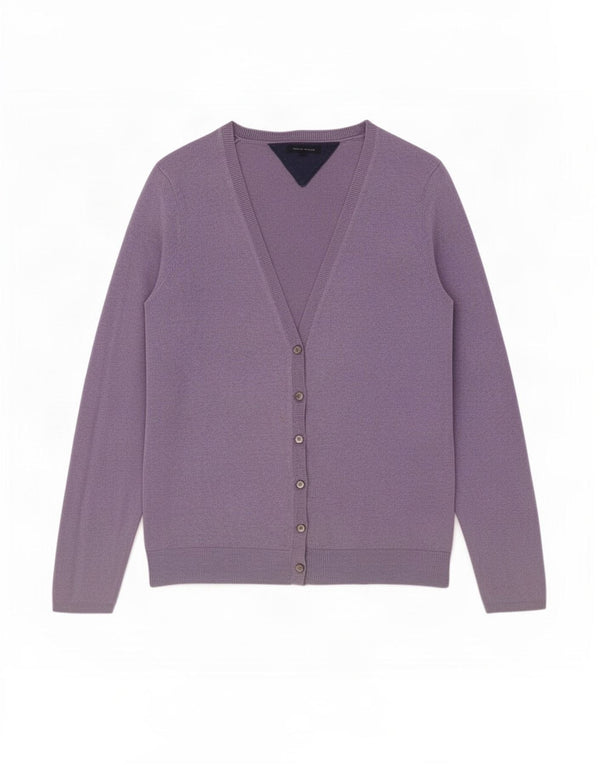 Tommy Hilfiger Damen-Cardigan-Pullover UK 10 Small Lila Baumwolle