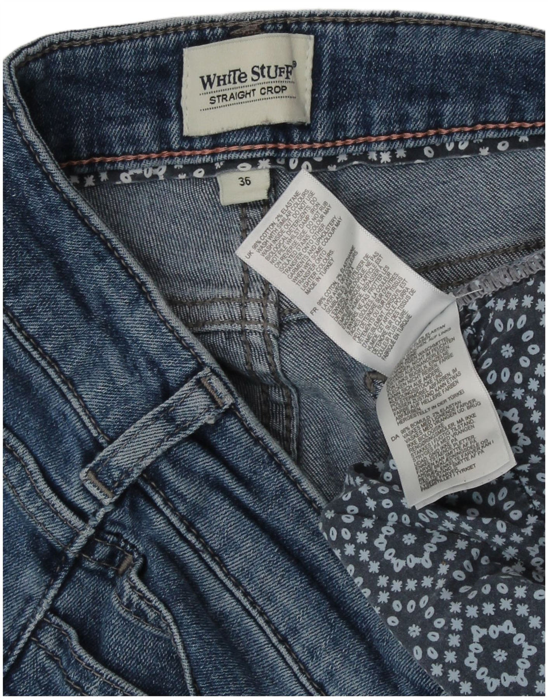 White Stuff Gerade geschnittene Jeans für Damen, EU 36, Größe S, W26, L24, Blau, Baumwolle