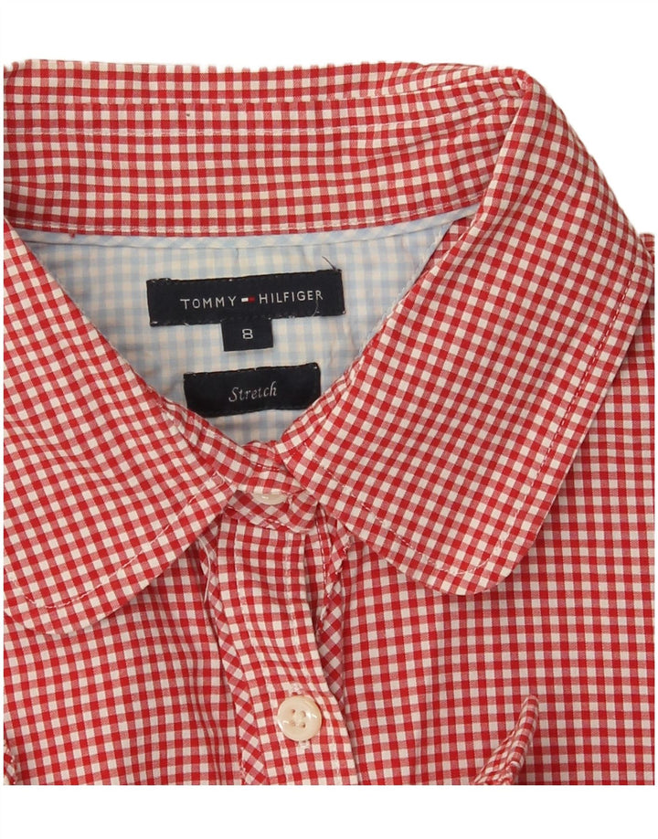 Tommy Hilfiger Damen Kurzarmhemd US 8 Medium Red Gingham